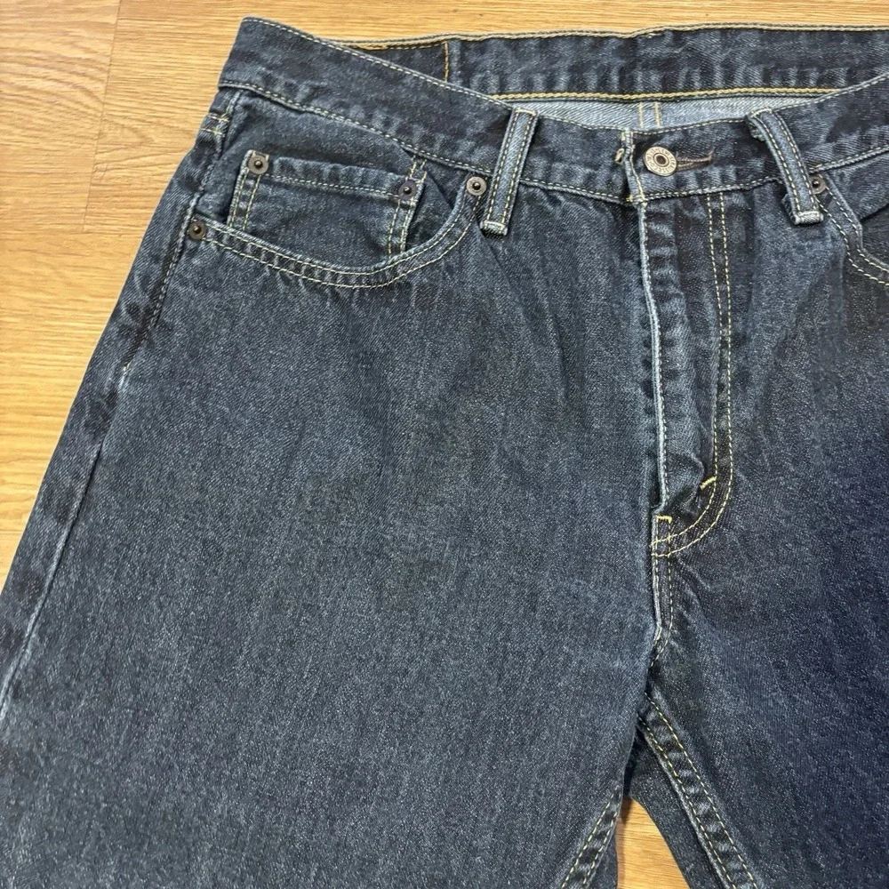 Levis 559 Mens 33x34 Relaxed Straight Leg Jeans Dark‎ Wash Blue Cotton Denim